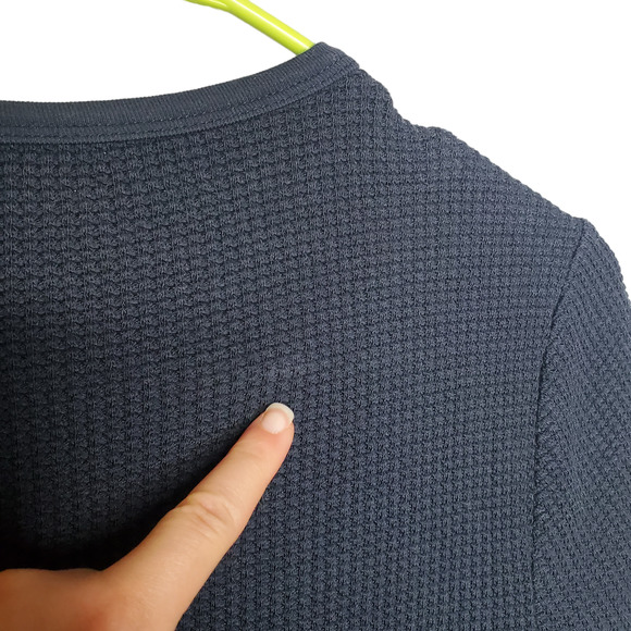 SET Active Navy Blue Waffle Short Sleeve Crop Top Small Short Sleeve Shirt - Picture 2 of 11